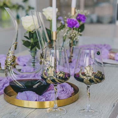 Набор бокалов для вина с декантером Кружевной ирис (в футляре)