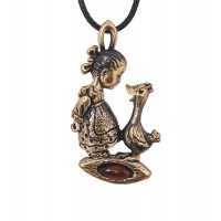 Подвеска Девочка с уткой (янтарь)