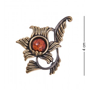 Фигурка - брошь Шиповник (янтарь)