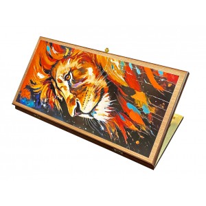 Подарочные нарды и шашки Красочный лев Подарочные нарды и шашки Красочный лев