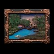 Картина Дом на пруду (резная)