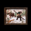 Картина Охотник и медведь (резная)