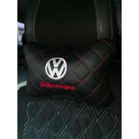 Подушка на подголовник Volkswagen (c вышивкой и красной прошивкой)