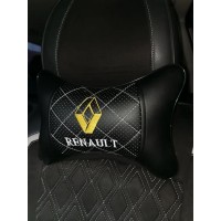 Подушка на подголовник Renault (из экокожи с белой прошивкой)