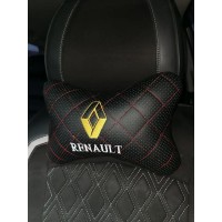 Подушка на подголовник Renault (из экокожи с красной прошивкой)