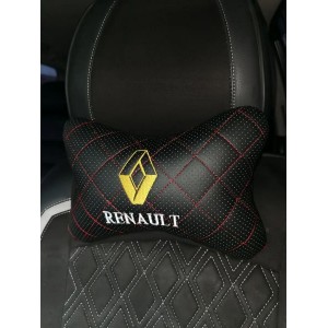Подушка на подголовник Renault (из экокожи с красной прошивкой)