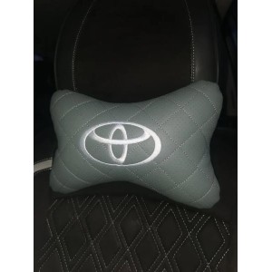Подушка на подголовник TOYOTA (из серой экокожи, с вышивкой)