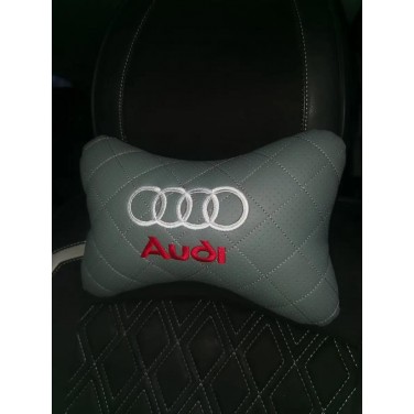 Подушка на подголовник AUDI (серая, из экокожи)