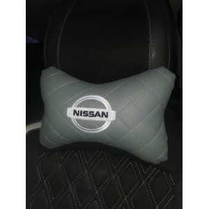 Подушка на подголовник NISSAN (серая, из экокожи)