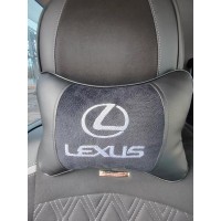 Подушка на подголовник LEXUS (серая, из экокожи)