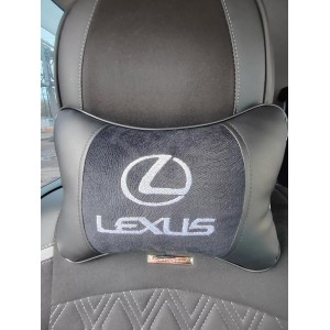 Подушка на подголовник LEXUS (серая, из экокожи)