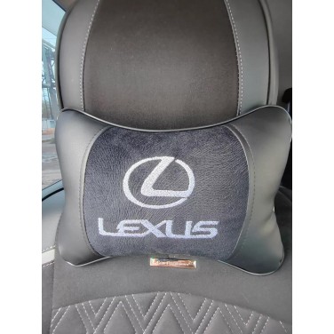 Подушка на подголовник LEXUS (серая, из экокожи)