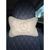 Подушка на подголовник Mercedes-Benz (бежевая, из экокожи)