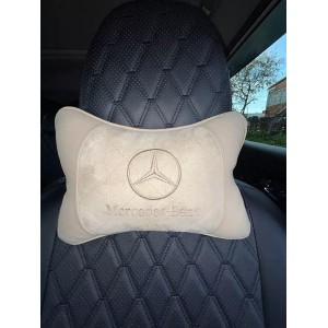 Подушка на подголовник Mercedes-Benz (бежевая, из экокожи)