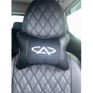 Подушка на подголовник CHERY (из экокожи с черным велюром)