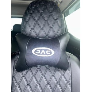 Подушка на подголовник JAC (из экокожи с серым велюром)