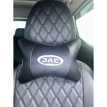 Подушка на подголовник JAC (из экокожи с серым велюром)