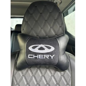 Подушка на подголовник Chery (из экокожи с вышивкой по велюру)