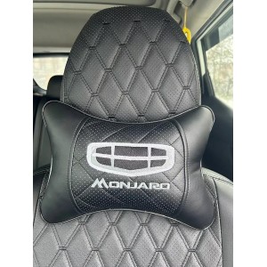 Подушка на подголовник Geely Monjaro (серая, из экокожи)