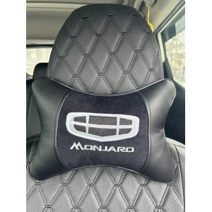 Подушка на подголовник Geely Monjaro (из экокожи с велюровой вставкой)