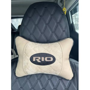 Подушка на подголовник KIA RIO (белая, из экокожи)