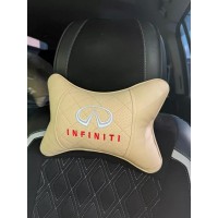Подушка на подголовник INFINITI (бежевая, из экокожи)