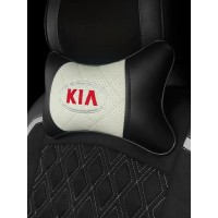 Подушка на подголовник KIA (из экокожи с белой вставкой)