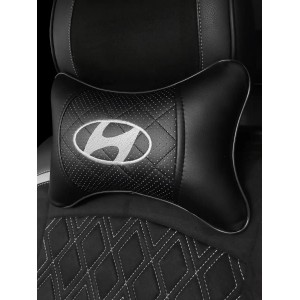 Подушка на подголовник HYUNDAI (из экокожи c черной прошивкой)