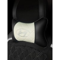Подушка на подголовник HYUNDAI (из экокожи c белой вставкой)