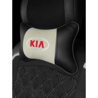 Подушка на подголовник KIA (из экокожи с белым велюром)