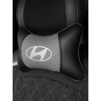Подушка на подголовник HYUNDAI (из экокожи c серой вставкой)