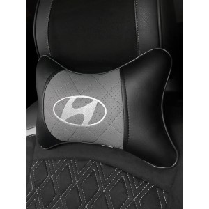 Подушка на подголовник HYUNDAI (из экокожи c серой вставкой)