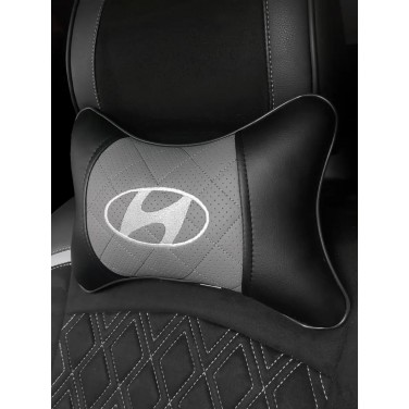 Подушка на подголовник HYUNDAI (из экокожи c серой вставкой)