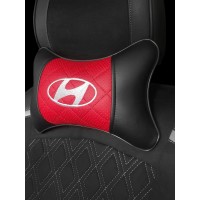 Подушка на подголовник HYUNDAI (из экокожи c красной вставкой)