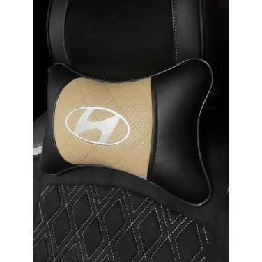 Подушка на подголовник HYUNDAI (из экокожи c бежевой вставкой)