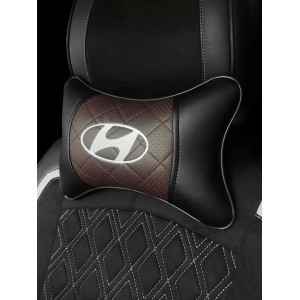 Подушка на подголовник HYUNDAI (из экокожи c коричневой вставкой)