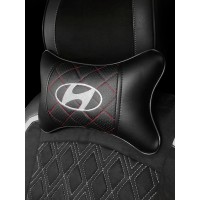 Подушка на подголовник HYUNDAI (из экокожи c красной прошивкой)