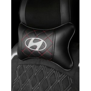 Подушка на подголовник HYUNDAI (из экокожи c красной прошивкой)