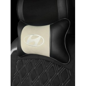 Подушка на подголовник HYUNDAI (из экокожи c белым велюром)