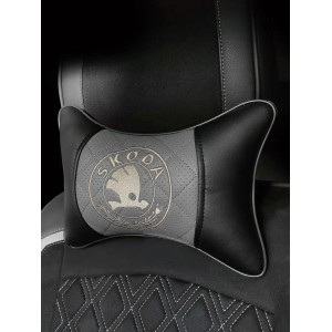Подушка на подголовник Skoda (из экокожи с серой вставкой)