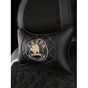 Подушка на подголовник Skoda (из экокожи с белой прострочкой)