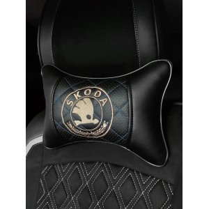 Подушка на подголовник Skoda (из экокожи с черной прострочкой)
