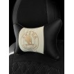 Подушка на подголовник Skoda (с вышивкой по белому велюру)
