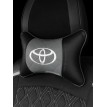 Подушка на подголовник TOYOTA (из экокожи c вышивкой на сером)