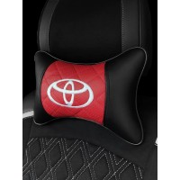 Подушка на подголовник TOYOTA (из экокожи c вышивкой на красном)