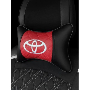 Подушка на подголовник TOYOTA (из экокожи c вышивкой на красном)