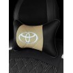 Подушка на подголовник TOYOTA (из экокожи c вышивкой на бежевом)