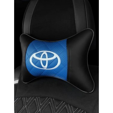 Подушка на подголовник TOYOTA (из экокожи c вышивкой на голубом)