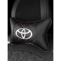 Подушка на подголовник TOYOTA (c красной прошивкой по экокоже)