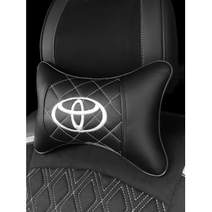 Подушка на подголовник TOYOTA (с белой прошивкой по экокоже)